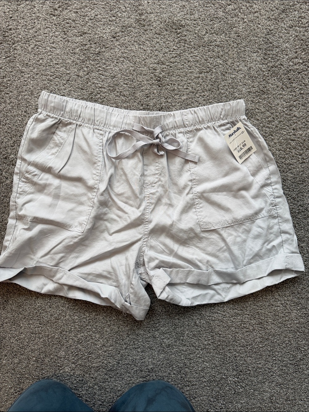 Workshop Republic Clothing Light Gray High-Rise Drawstring Shorts